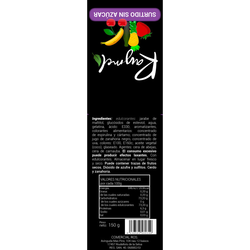 GOMINOLAS SIN AZUCAR BOLSA 6/150gr